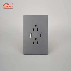 KLASS Enchufes de pared tipo 118 estándar de EE. UU. e <span class=keywords><strong>interruptor</strong></span> con <span class=keywords><strong>enchufe</strong></span> <span class=keywords><strong>Usb</strong></span> tipo C panel grande para el hogar <span class=keywords><strong>Enchufe</strong></span> eléctrico Toma de corriente - Product Image 4