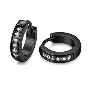 Pendientes de <span class=keywords><strong>Aro</strong></span> de Acero Inoxidable con Diseño Geométrico Punk, Modernos, con Circonita Cúbica Brillante, Unisex, para Uso Diario, Joyería Piercing - Product Image 5