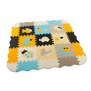 Aji Free Sample Custom 30x30x1CM EVA Baby Kid Floor Corral Didactico Bebe Puzzle Foam Paly Fence Play Mat For Baby Child