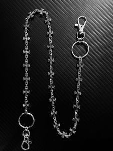 Collana Unisex Trendy con Croce Floreale e Catena in Bambù, Dettagli in Perle, Stile <span class=keywords><strong>Hip</strong></span> <span class=keywords><strong>Hop</strong></span> <span class=keywords><strong>Rap</strong></span>, Adatta per Hoodie - Product Image 6