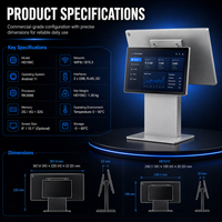 Nuevo Terminal POS de Pantalla Dual de 15.6 Pulgadas, Giratorio, Táctil, de Aluminio, FHD, Habilitado para SDK, con 15 Meses de Garantía para Restaurantes y Hoteles