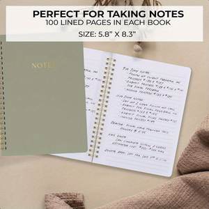 Cuaderno espiral de tapa dura, 50 hojas, 100 páginas, papel grueso rayado universitario, diario forrado A5 para el trabajo, suministros escolares para el hogar - Product Image 5