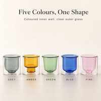 Tasse en verre à double paroi avec logo personnalisé, tasse en verre à double paroi isolée colorée, tasse à espresso, tasse à thé pour la maison et les restaurants