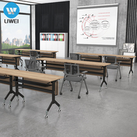 Table de conférence mobile double couche LIWEI en bois moderne, pliable, pour bureau et formation