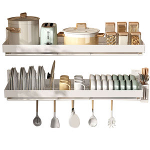 Grand égouttoir à vaisselle en acier inoxydable pour cuisine et salle de bain, à 2 niveaux, avec porte-gobelets intégré, style vintage - Product Image 3