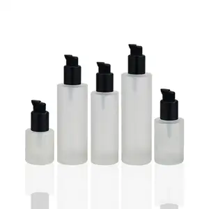 oil hair care line product empty cosmetic glass dispenser bottle luxury 200ml foundation lotion frosted bottle with pump