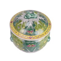 RYZG32-B-L Pot en céramique de Jingdezhen, motif papillon et fleur de chou Bok Choy, pot à riz en céramique