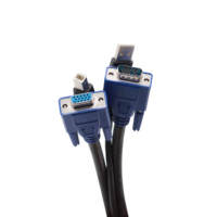 Kabel KVM USB DVI VGA HDTV 2-in-1 dengan Konduktor Berlapis Emas, Pelindung Jalinan, dan Selubung PVC untuk Penggunaan Monitor Komputer