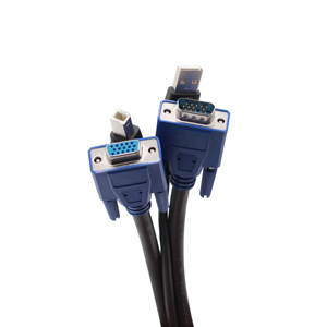 Câble KVM USB DVI VGA HDTV 2-en-1 avec conducteurs plaqués or, blindage tressé mâle-mâle et gaine en PVC pour moniteur et ordinateur - Product Image 3