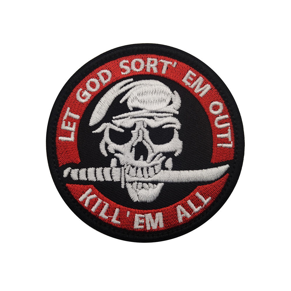 Embroidered round shape V00663-3 in red