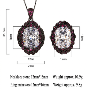 Conjuntos de Joyería Ecológicos de Cobre Dorado Hipoalergénicos, Resistentes al Agua y al Deslustre, con Colgante de Zirconia Negra y Gris de 12*16mm, para Fiesta - Product Image 6