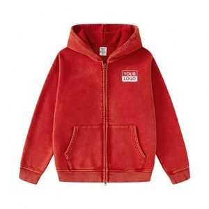 Sudadera con capucha vintage con cremallera y logotipo personalizado al por mayor, chaqueta lisa de peso pesado para hombre, sudadera con capucha con cremallera lavada al ácido para hombre - Product Image 5