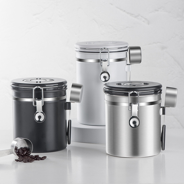 Stainless Steel Vacuum Coffee Beans Canister Set Airtight Coffee Bean Storage Storage Container With Scoop