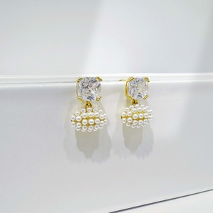 OEM plata 925 sterling silver Romantic <b>Bow</b> knot Stud Earring vintage korean ladies 18K Gold Plated Freshwater Pearl earrings - Product Image 5