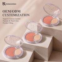 Boîte de maquillage vide personnalisée en plastique transparent à double compartiment pour blush, emballage cosmétique, conteneur de poudre, OEM ODM
