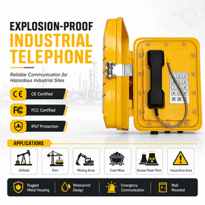Téléphone SIP robuste certifié IP66, station d'appel pour zones dangereuses, pour usine pétrolière et gazière, téléphone d'urgence antidéflagrant - Product Image 1