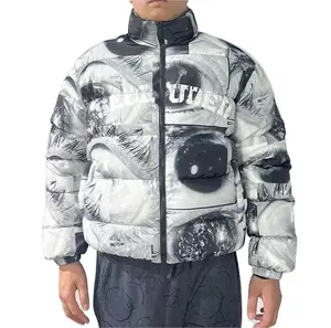 LULUSEN jaket Puff berat untuk pria, jaket Puffer pria motif Digital, jaket musim dingin pola kustom ukuran besar, jaket Down bulu untuk pria