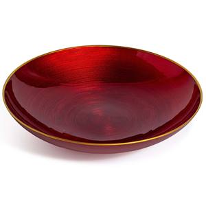Centro de Mesa de Cristal Rojo con Borde Dorado DIAM 30 cm - Product Image 1