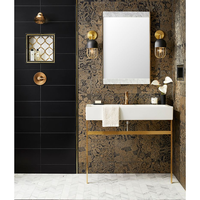 Mosaïque murale en miroir antique avec incrustation dorée, panneau de porte en marbre, mosaïque de salle de bain