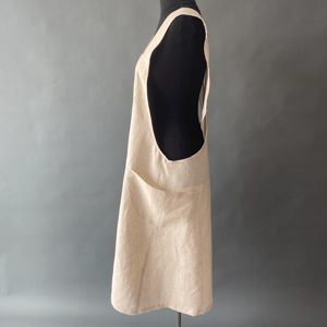 Delantal de <span class=keywords><strong>lino</strong></span> cruzado en la espalda, delantal japonés, 100% - Product Image 5