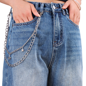Chaîne de pantalon double couche en métal Yueli avec pendentif étoile en alliage de zinc, chaîne de taille unisexe pour usage quotidien - Product Image 2