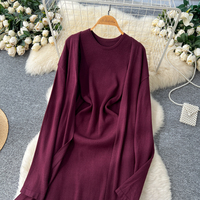 Ensemble élégant 2 pièces pour femme : Cardigan tricoté à manches longues et robe longue unie, tenue décontractée pour le quotidien