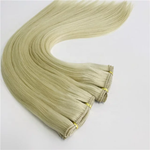 ต่อผมแท้ 100% สีบลอนด์หรูหรา แบบ Double Drawn  ถักด้วยมือ  พรีเมียม  ผมแท้ธรรมชาติจากรัสเซีย  แบบถักด้วยมือ - Product Image 5