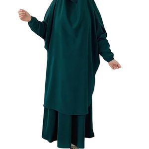 <span class=keywords><strong>Hifive</strong></span> femmes 2 pièces ensemble musulman prière vêtement Abaya longue Khimar Hijab robe Eid Ramadan robe Abayas dubaï Islam vêtements - Product Image 6