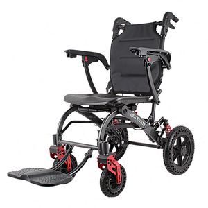 Fauteuil roulant pliant portable en alliage d'aluminium, ultra léger, absorbant les chocs, adapté aux petits avions, à propulsion manuelle, pour personnes âgées - Product Image 1
