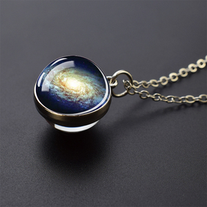 Pingente de Bola de Vidro do Sistema Solar Luminosa 20MM Colar de Aço Inoxidável Prateado Via Láctea Lua Júpiter Netuno Sol Bonito para Casamento - Product Image 4