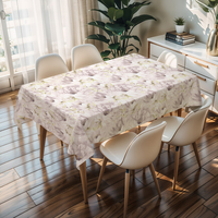 Nappe carrée en toile cirée rose à motifs floraux, résistante à la chaleur, lavable, pour la maison, la restauration, nappe en PVC