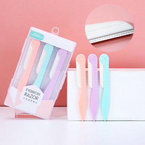 LMLTOP Set di 3 Rasoi per Sopracciglia Pieghevoli OEM A0369, Lama Appuntita in Acciaio Inossidabile per Dermaplaning <span class=keywords><strong>e</strong></span> Trattamenti Viso - Product Image 1