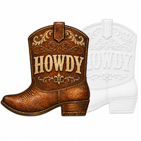 Plaque Murale Métallique Vintage « Howdy Cowboy Boot Western Ranch » en Étain Embossé – Personnalisable, Fournisseur Direct d'Usine OEM