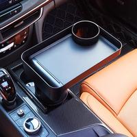 Support de tasse de voiture portable en plastique avec fonction de limitation, plateau repas attachable, table extensible, support rotatif à 360° réglable