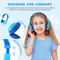 Casque supra-auriculaire J&Y personnalisé avec logo, 85 dB, pour enfants de 3 ans et plus, indicateur de batterie LED, mode double sport et voyage, 20h+ d'autonomie
