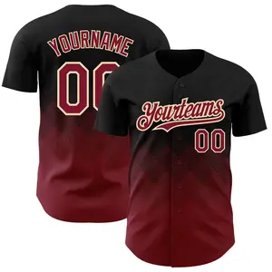 Camisa de malha uniforme com gradiente barato, faça você mesmo o seu próprio design, melhor tecido sublimado, conjunto de camisas para jovens, roupas de beisebol e softball