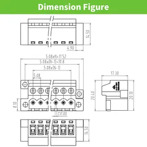 Pluggable Screw Terminal Block Nut Của Đầu Nối Dây Với Lỗ Cố Định 5.08Mm Pitch 320V 12A