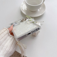 Étui de téléphone élégant en forme de nœud en ruban de soie pour Samsung Galaxy S21-S26 Ultra, coque transparente texturée scintillante, protection transparente
