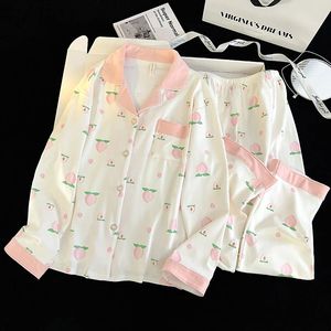 Koreaanse hoogwaardige <span class=keywords><strong>Gander</strong></span> fluwelen pyjama's voor dames, herfst en winter, dik, warm, cartoon, met lange mouwen - Product Image 6