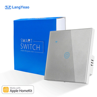 Interruptor de Pared Táctil Inteligente WiFi LangYeao para Domótica, 1/2/3/4 Botones, 10A, Compatible con Apple Siri y Homekit, con Cable Neutro, para Reino Unido y UE