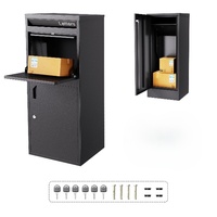 Boîtes aux lettres noires pour l'extérieur en acier galvanisé, grandes boîtes de livraison de colis avec serrure de sécurité pour l'extérieur