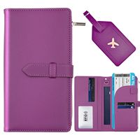 Porte-passeport en PU, organiseur de documents de voyage avec étiquette de bagage, emballage personnalisé avec logo, stock disponible en lots mixtes, couverture de passeport de voyage