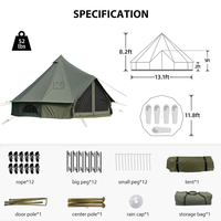 Tente cloche de luxe en toile de coton double couche, imperméable, pour le camping quatre saisons, avec 3 chambres et un salon, installation rapide