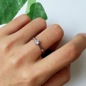 Dylam Classic Design Sterling Silver <b>Iced</b> Out <b>Rings</b> Cubic Zirconia Women Wedding Engagement <b>Ring</b> - Product Image 3
