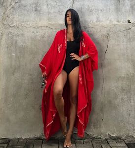 Broderie Boho Vintage plage <span class=keywords><strong>Kimono</strong></span> femmes vêtements surdimensionnés maillots de bain couvrir sortie coton vacances Long <span class=keywords><strong>Cardigan</strong></span> - Product Image 4