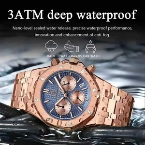 Montre à Quartz de Luxe pour Homme Drioshipping, Bracelet en Acier Inoxydable, Boîtier en Alliage Couleurs Or Rose, Design Tendance, Montre-Bracelet d'Affaires - Product Image 5