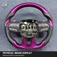 Volant en cuir perforé de luxe avec surpiqûres rouges et fibre de carbone, garantie 12 mois pour Dodge Charger (vente en gros)