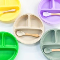 Ensemble de repas en silicone de qualité alimentaire sans BPA Aierdi pour bébés et tout-petits, design moderne, assiette à ventouse incassable avec couvercle