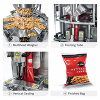 Machine d'emballage verticale VFFS à haute efficacité, entièrement automatique, avec peseuse multi-têtes pour arachides, maïs soufflé, riz, noix et bonbons