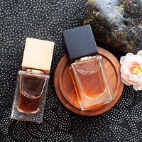 Emballage en verre vide rectangulaire vintage personnalisé de 30ml 50ml 100ml bouteille de parfum bouteille de parfum portable carrée avec couvercle en bois